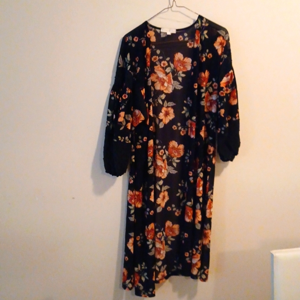 Sheer floral cardigan